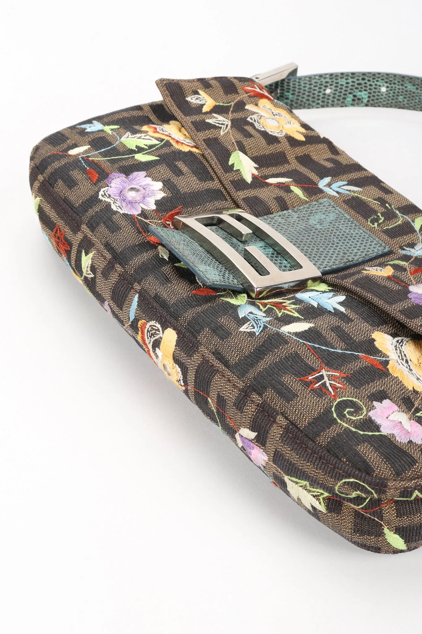Floral Embroidered Zucca Monogram Baguette