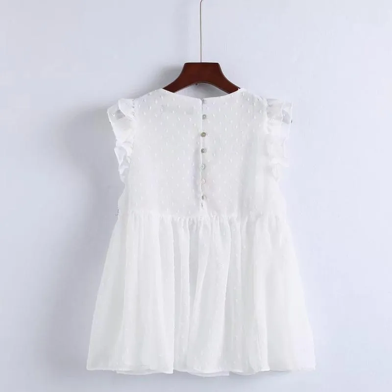 Floral Embroidery Seersucker Blouse