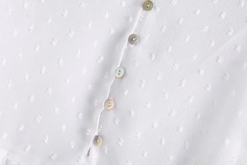 Floral Embroidery Seersucker Blouse