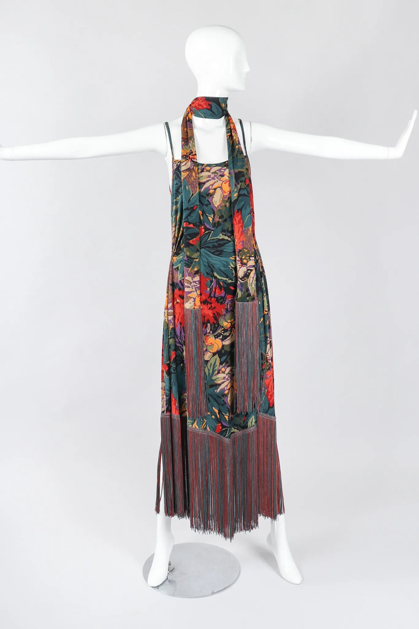 Floral Fringe Dress, Shawl, & Scarf Set