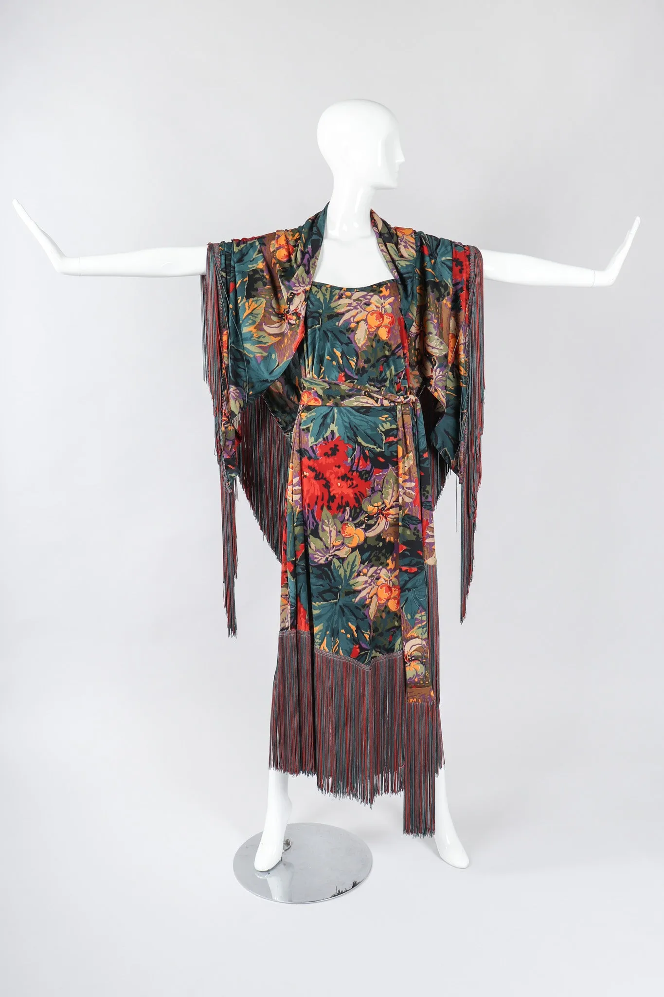 Floral Fringe Dress, Shawl, & Scarf Set