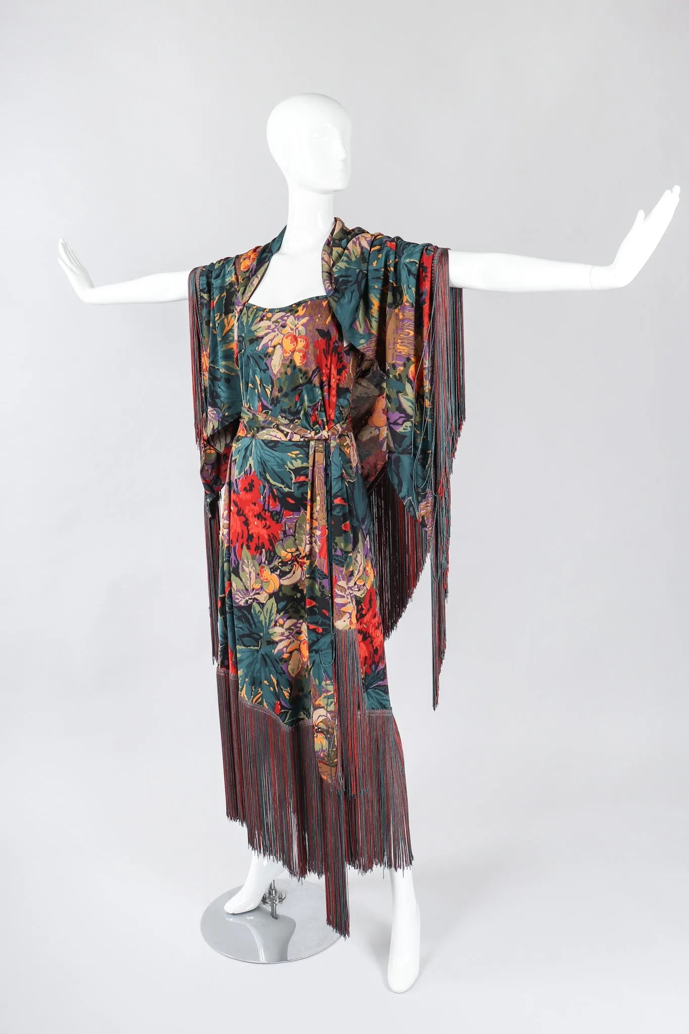 Floral Fringe Dress, Shawl, & Scarf Set