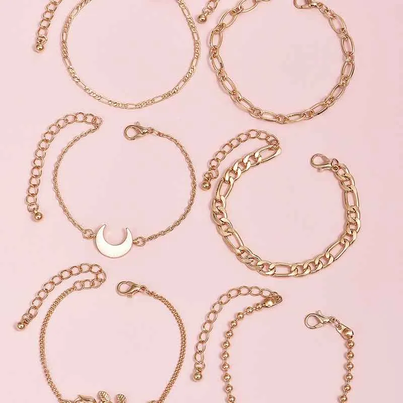 Floral Moon Pattern 6PCS Bracelet Set