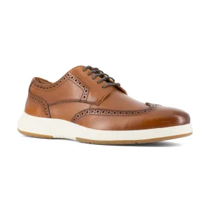 Florsheim Men's Flair Steel Toe Wingtip Oxford Work Shoe - Cognac - FS2623