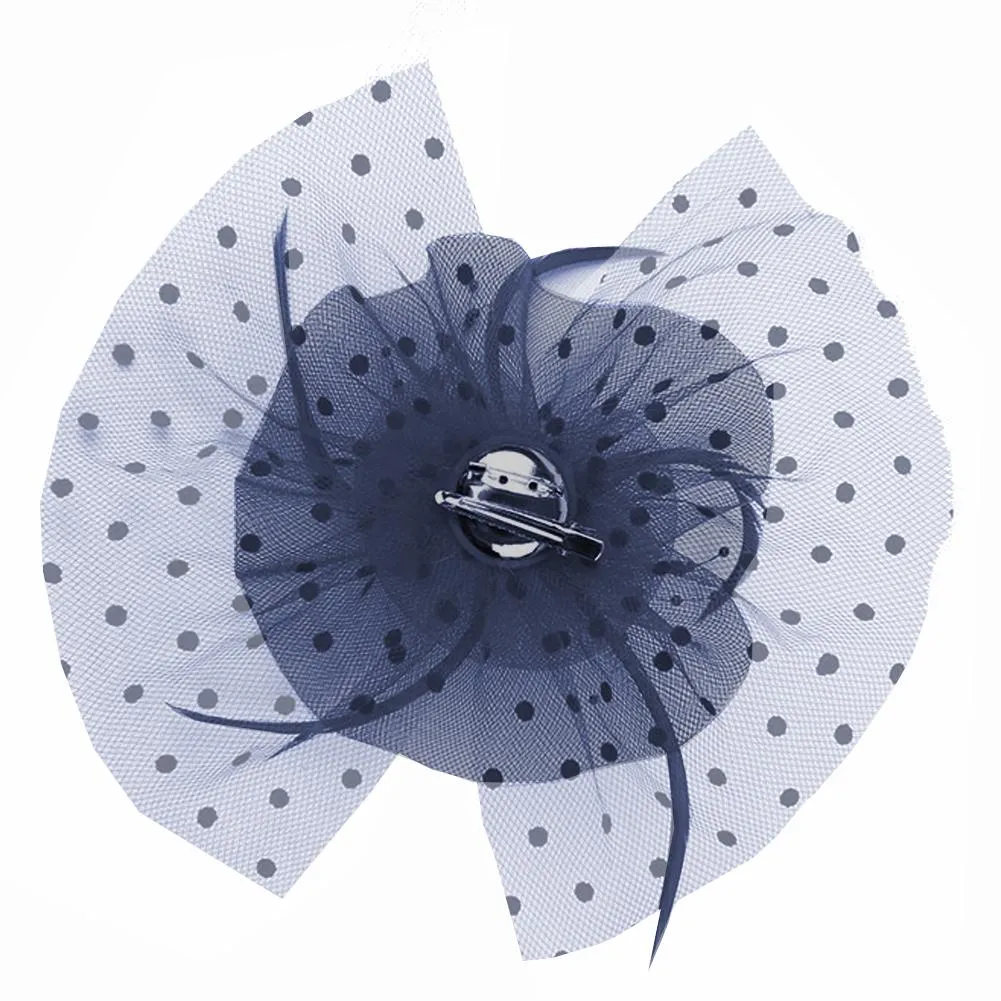 Flower Mesh Bow Feather Wedding Fascinator Dot Veil Hair Clip