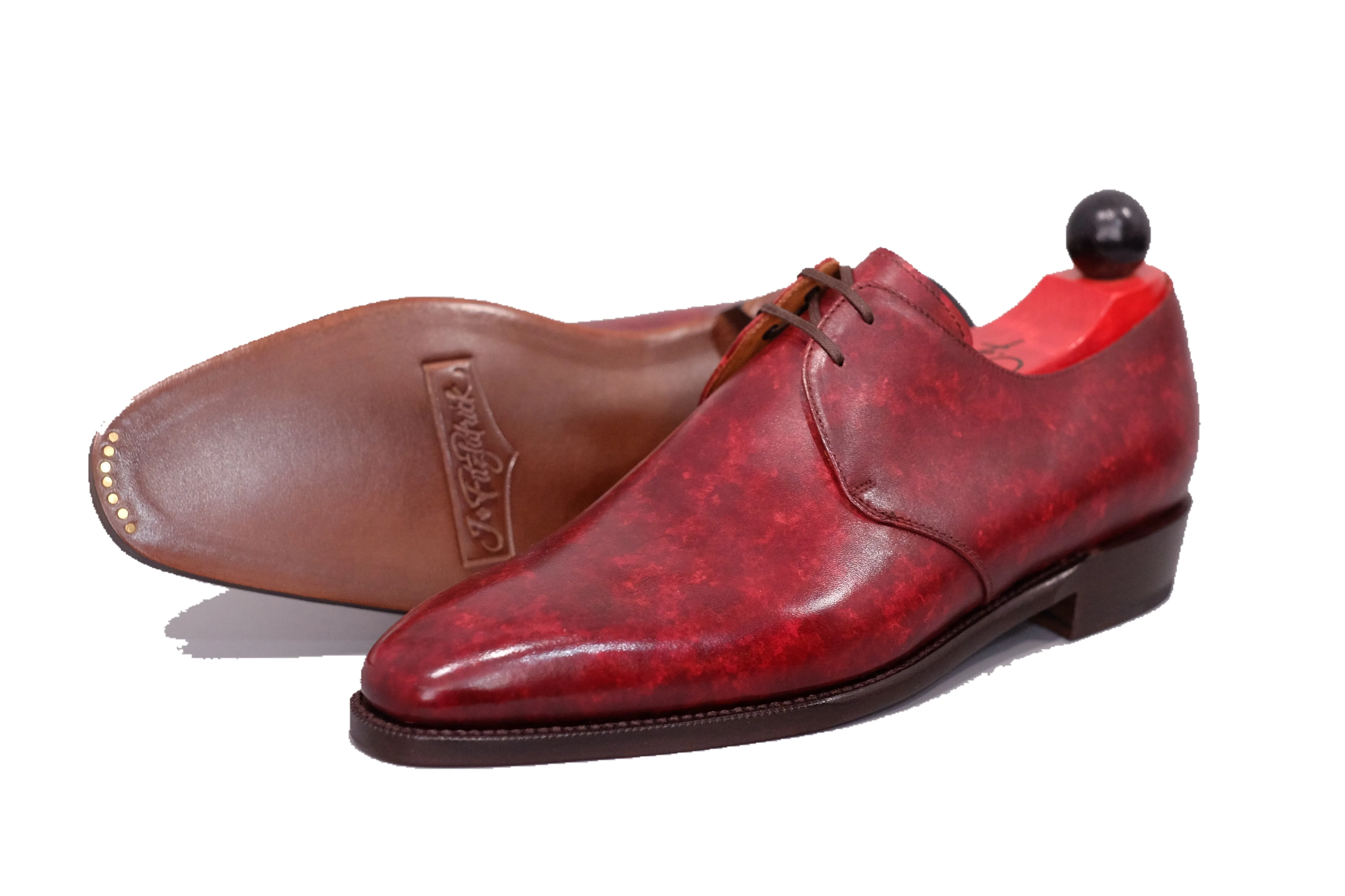 Fremont - MTO - Burgundy Marble Patina - LPB Last - Single Leather Sole