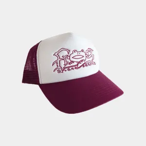 FROG BIG SHOES TRUCKER HAT - MAROON
