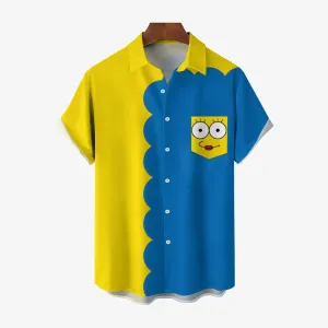 Fun Cartoon Printing Casual Loose Print Short Sleeve Shirt 2407000739