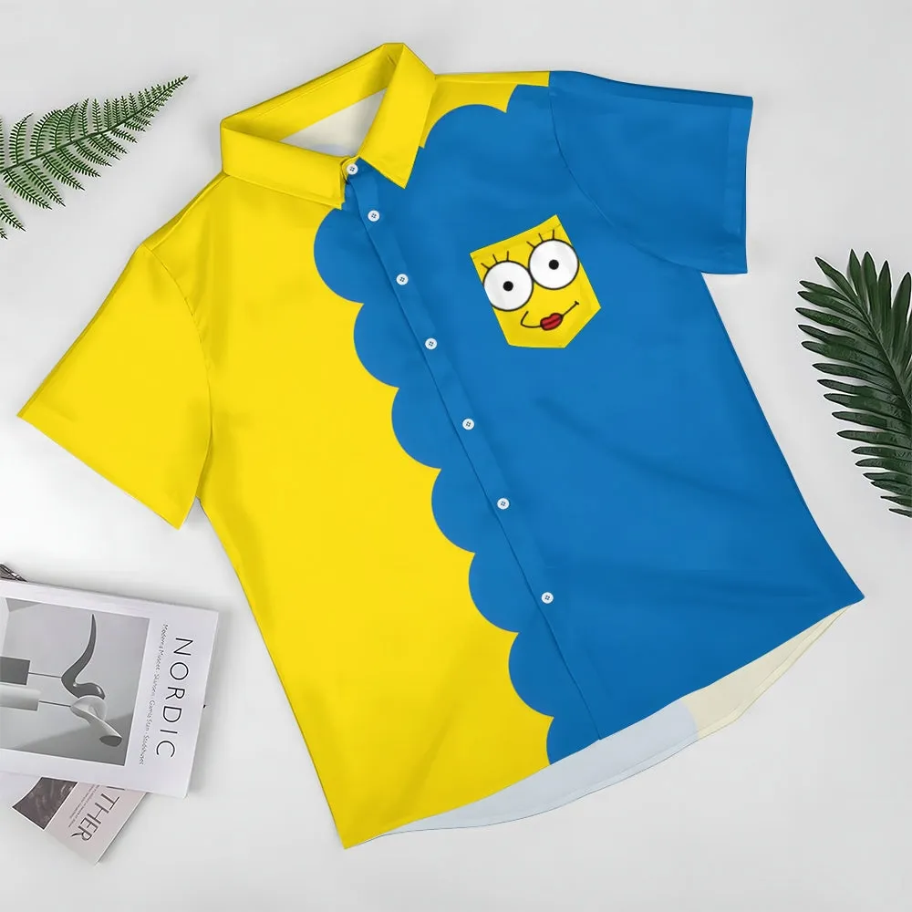 Fun Cartoon Printing Casual Loose Print Short Sleeve Shirt 2407000739