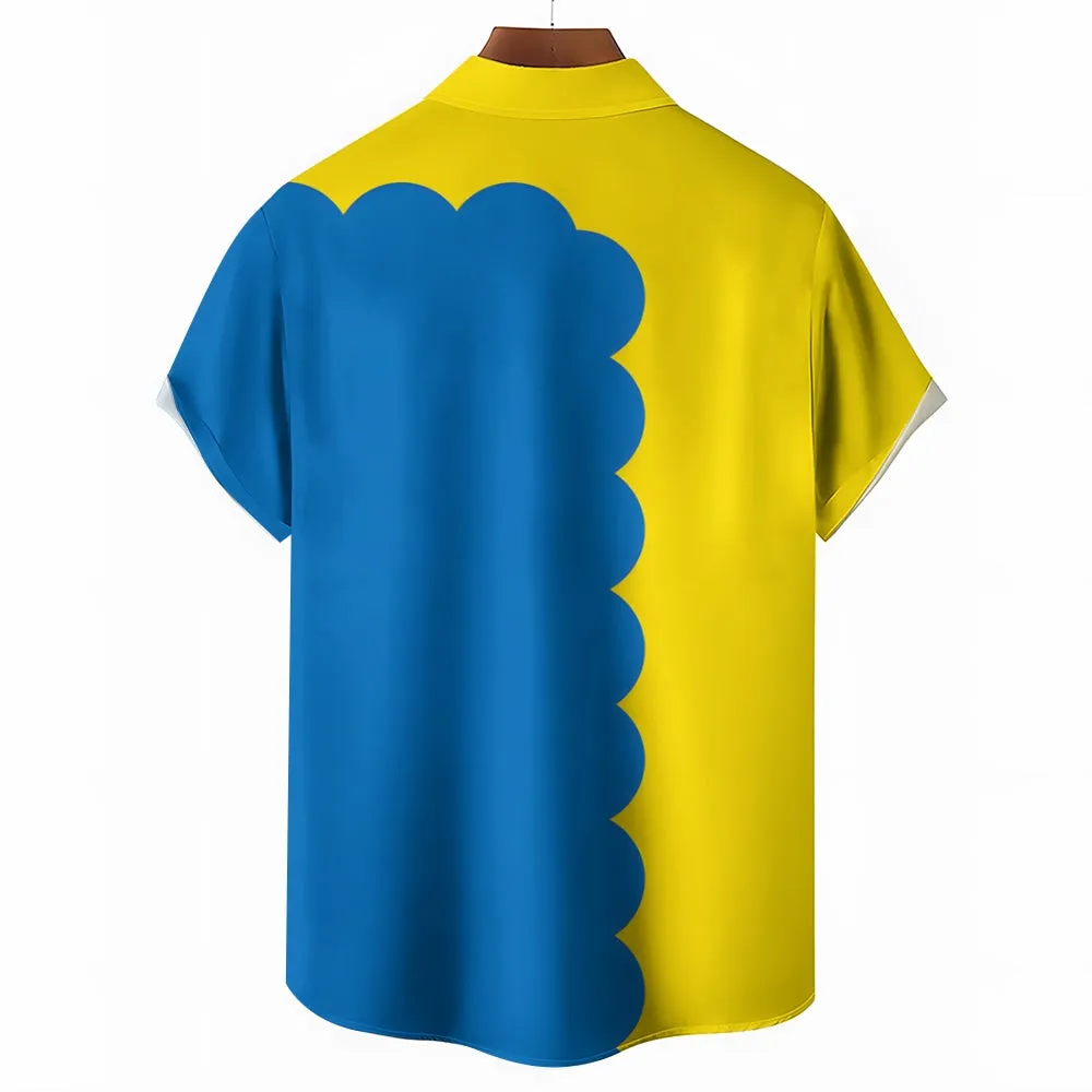 Fun Cartoon Printing Casual Loose Print Short Sleeve Shirt 2407000739
