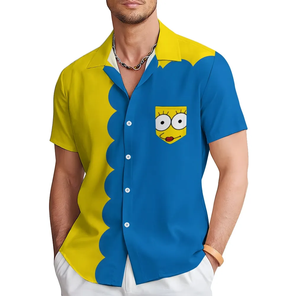 Fun Cartoon Printing Casual Loose Print Short Sleeve Shirt 2407000739