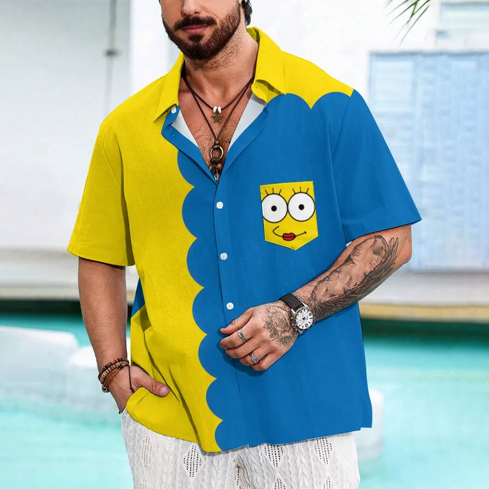 Fun Cartoon Printing Casual Loose Print Short Sleeve Shirt 2407000739