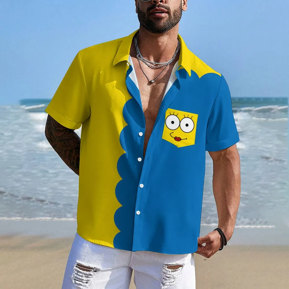 Fun Cartoon Printing Casual Loose Print Short Sleeve Shirt 2407000739