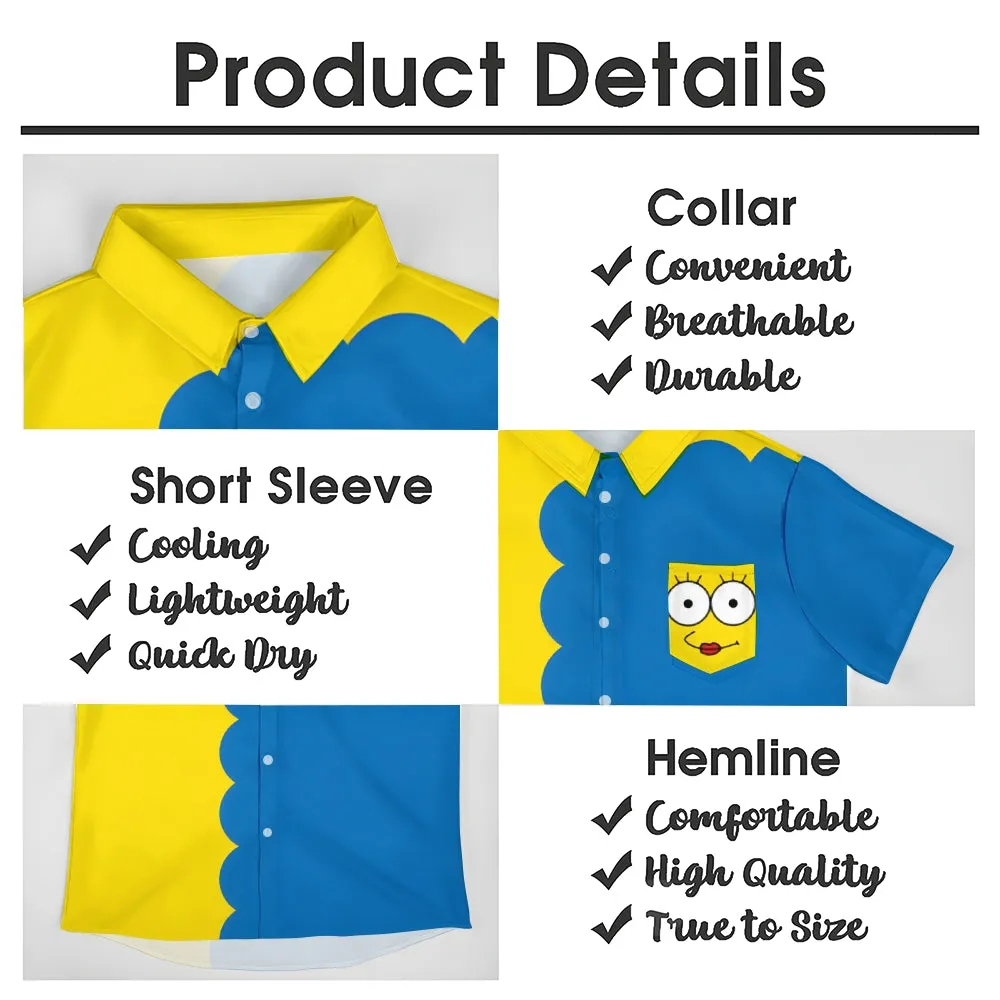 Fun Cartoon Printing Casual Loose Print Short Sleeve Shirt 2407000739