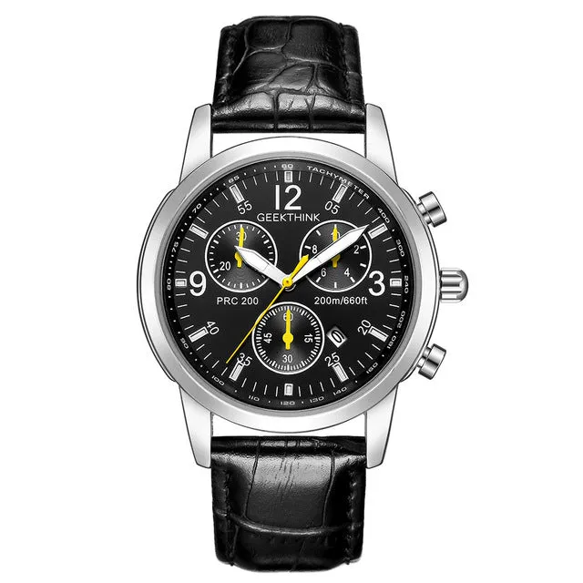 GEEKTHINK Stainless steel Strap Classcic Clock Auto Date for Male