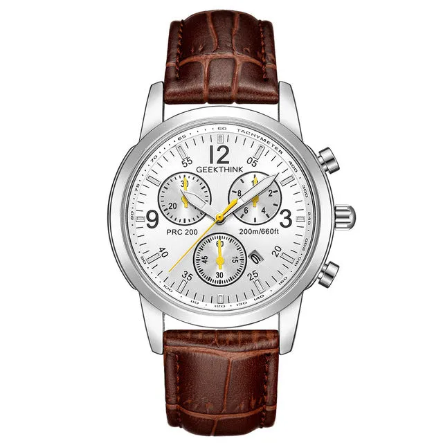 GEEKTHINK Stainless steel Strap Classcic Clock Auto Date for Male