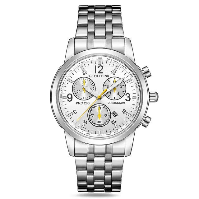 GEEKTHINK Stainless steel Strap Classcic Clock Auto Date for Male