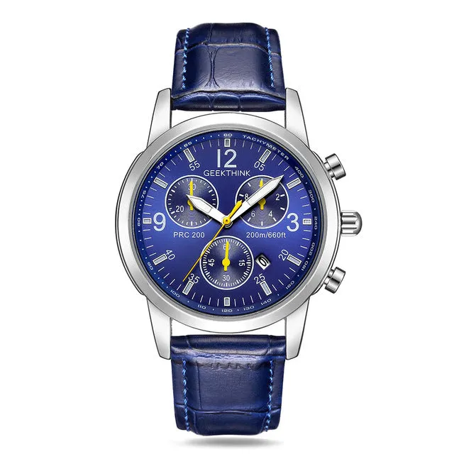 GEEKTHINK Stainless steel Strap Classcic Clock Auto Date for Male