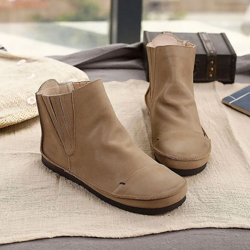 Genuine Leather Soft Bottom Soft Surface Ankle Boots Comfortable All-match Simple Women's Shoes