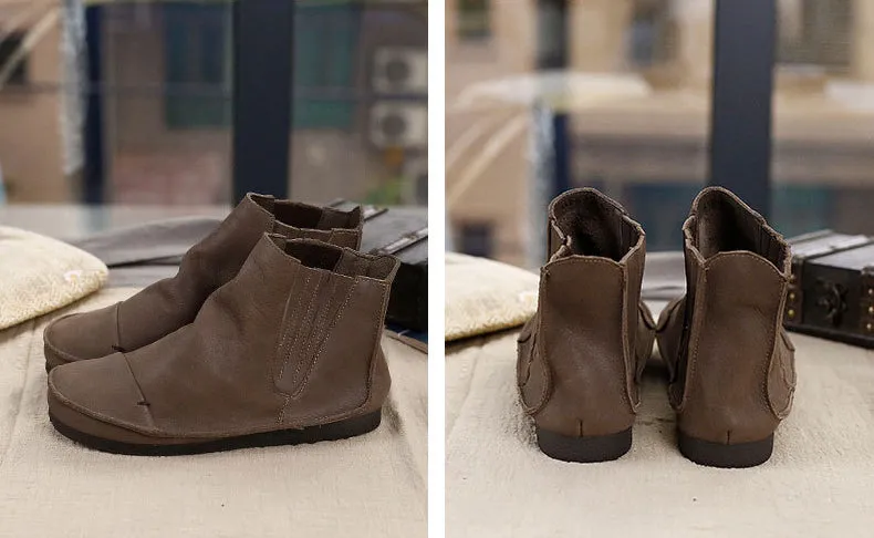 Genuine Leather Soft Bottom Soft Surface Ankle Boots Comfortable All-match Simple Women's Shoes