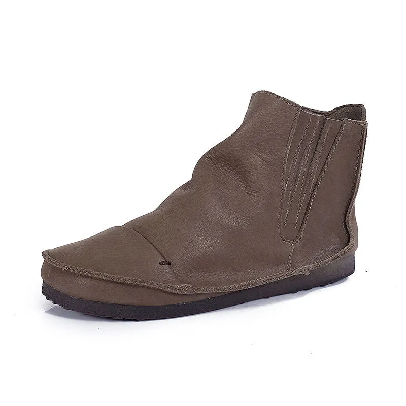 Genuine Leather Soft Bottom Soft Surface Ankle Boots Comfortable All-match Simple Women's Shoes