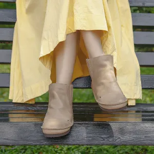 Genuine Leather Soft Bottom Soft Surface Ankle Boots Comfortable All-match Simple Women's Shoes