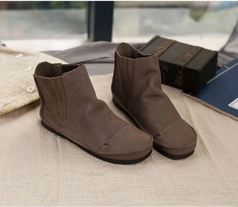 Genuine Leather Soft Bottom Soft Surface Ankle Boots Comfortable All-match Simple Women's Shoes