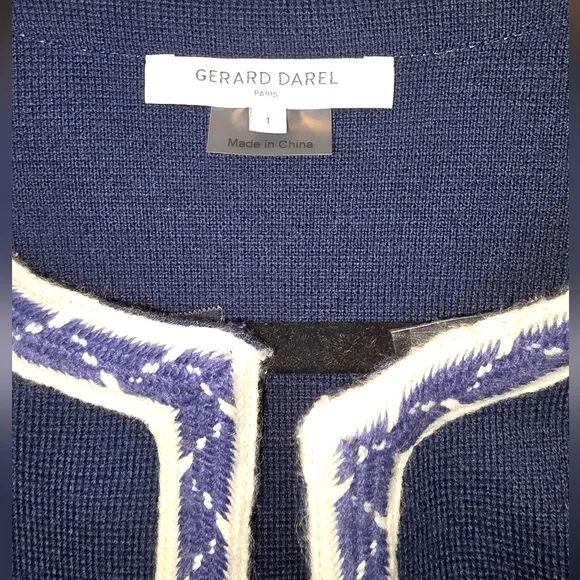 Gerard Darel Leontine Wool Blend Open Cardigan Jacket Blue Size Sm (France -1)