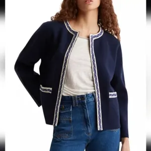 Gerard Darel Leontine Wool Blend Open Cardigan Jacket Blue Size Sm (France -1)