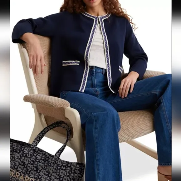 Gerard Darel Leontine Wool Blend Open Cardigan Jacket Blue Size Sm (France -1)