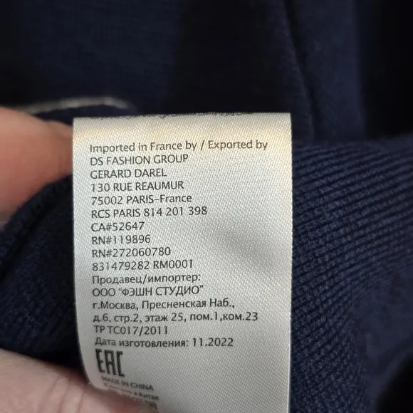 Gerard Darel Leontine Wool Blend Open Cardigan Jacket Blue Size Sm (France -1)
