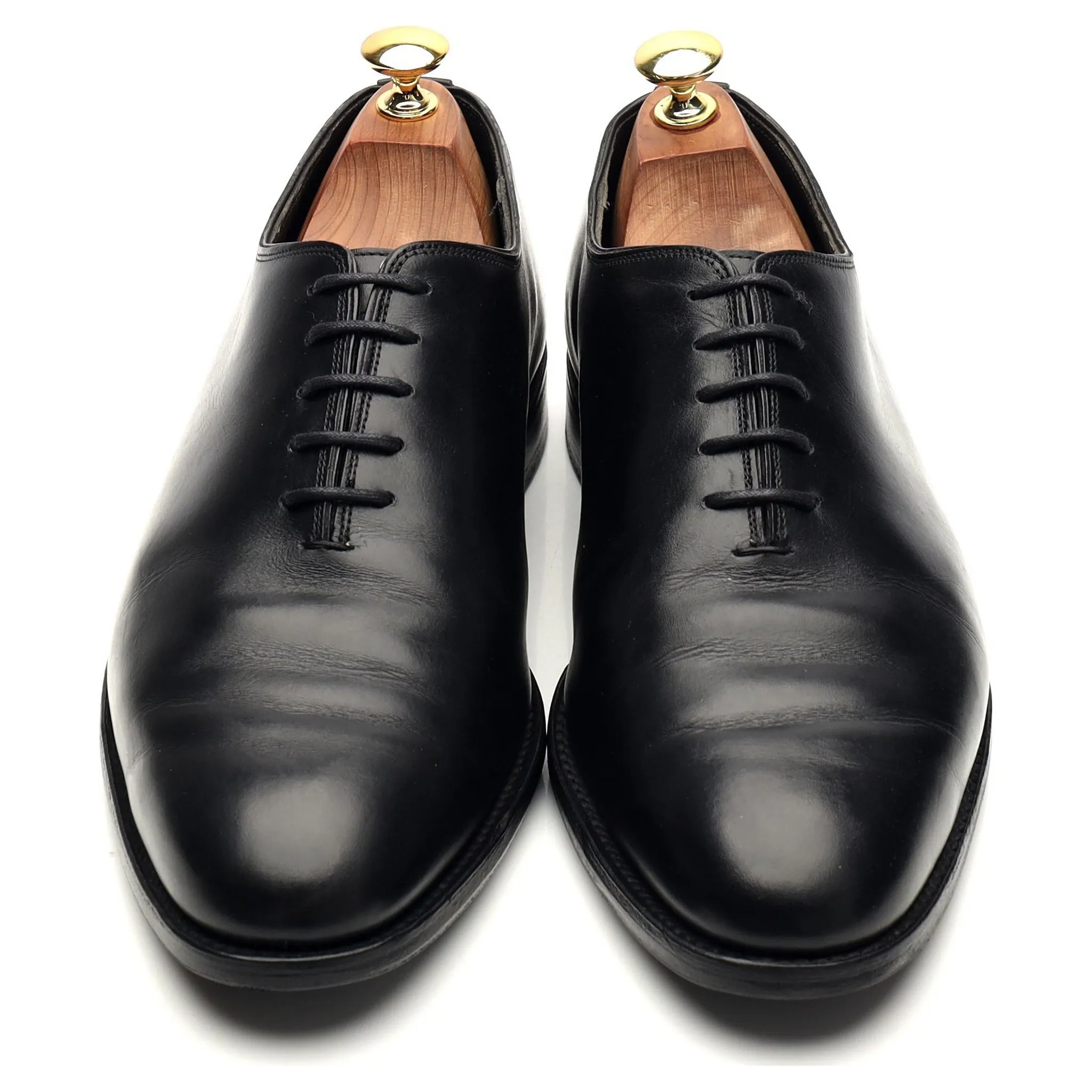 Gieves & Hawks Black Leather Wholecut Oxford UK 8.5 F