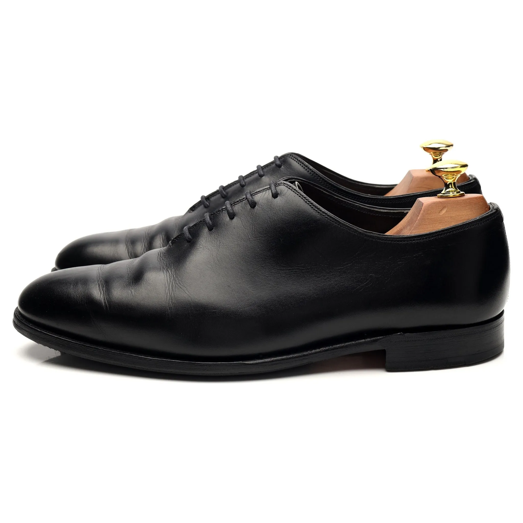 Gieves & Hawks Black Leather Wholecut Oxford UK 8.5 F