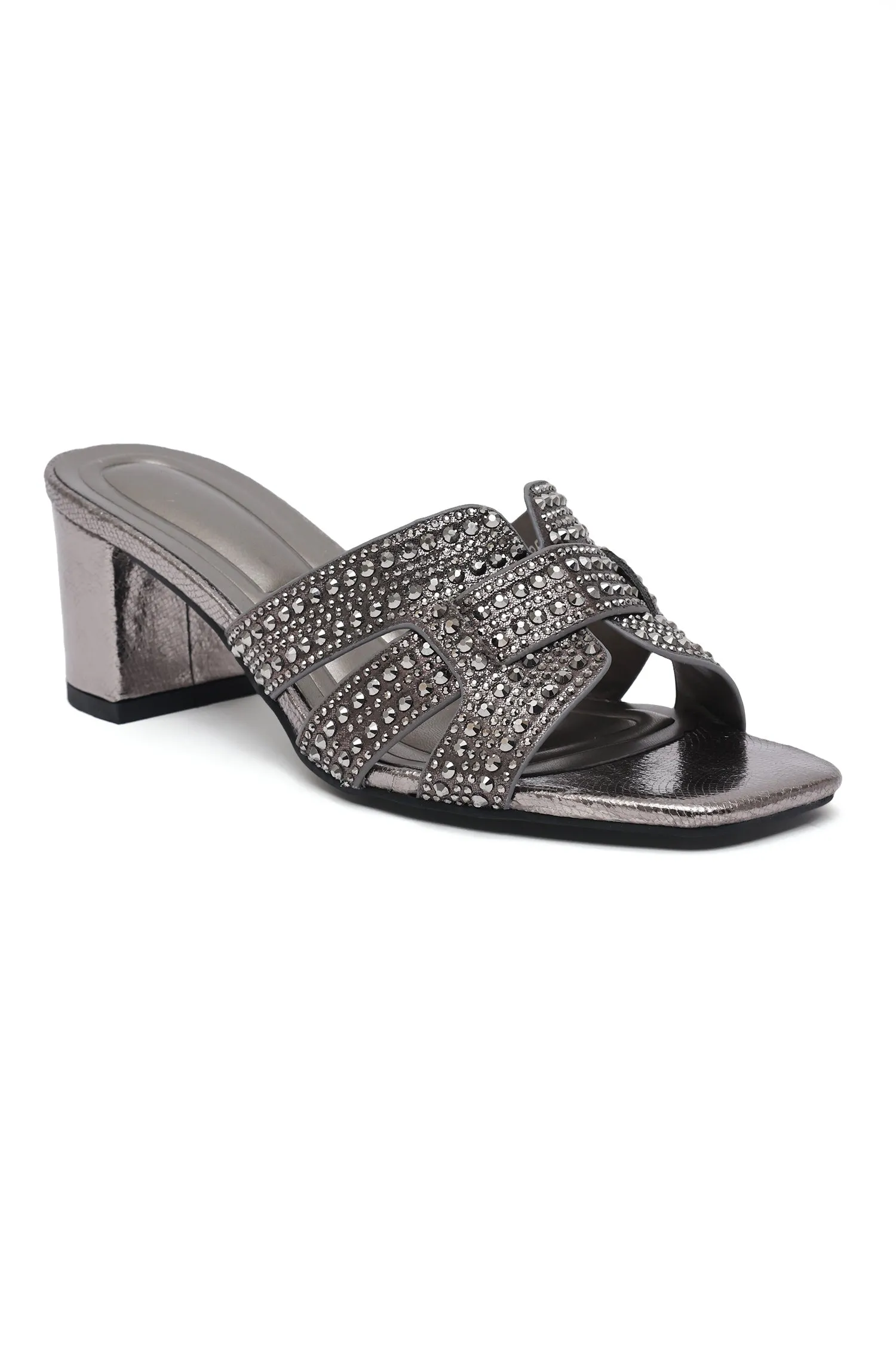 GLIMMER BLOCK HEEL-GUN