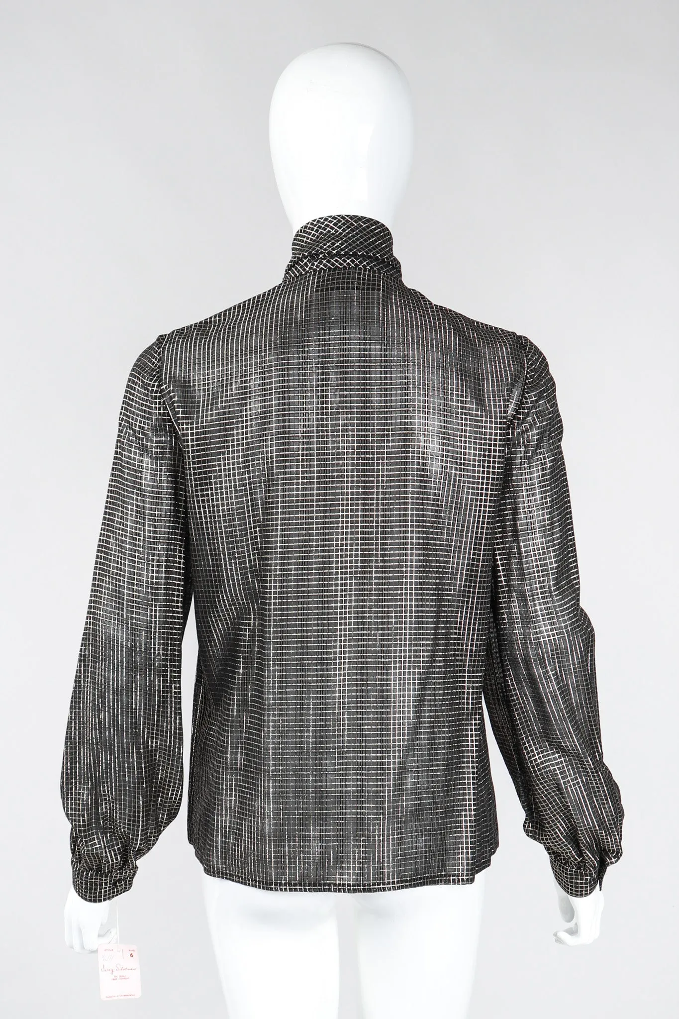 Gold Graph Check Bow Blouse