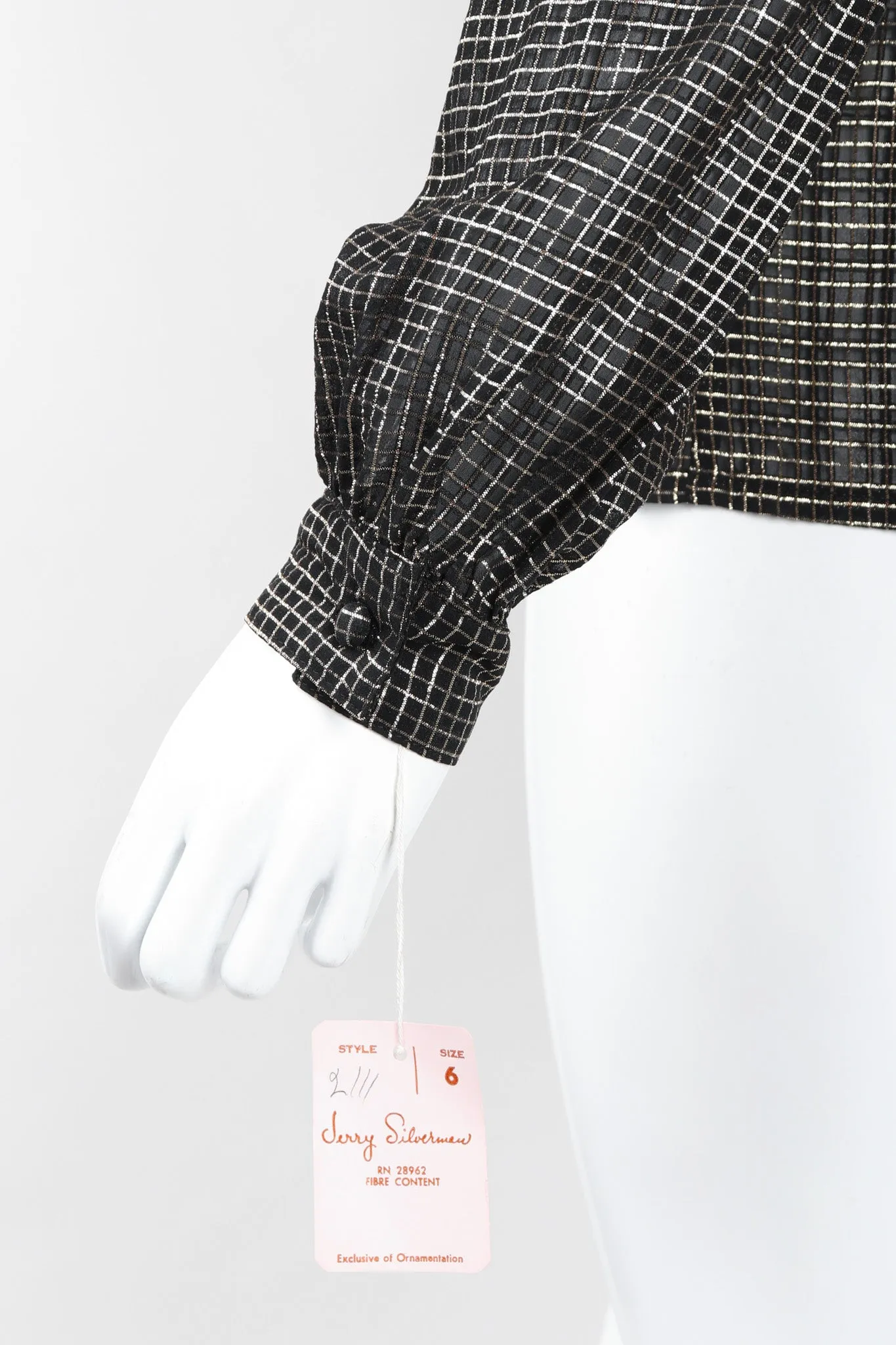 Gold Graph Check Bow Blouse