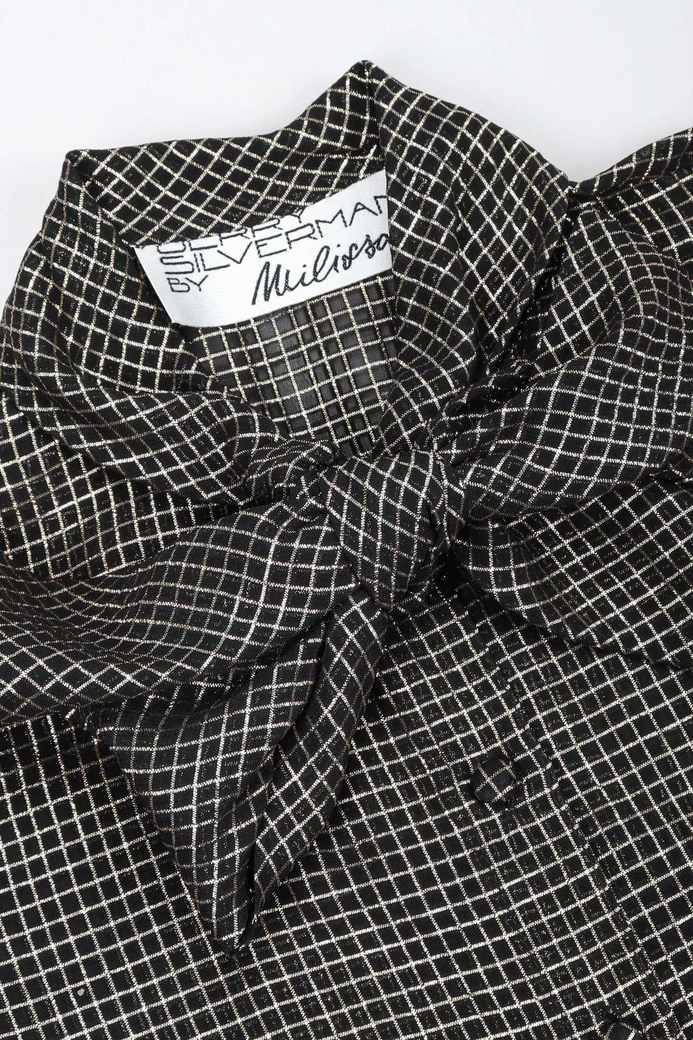 Gold Graph Check Bow Blouse