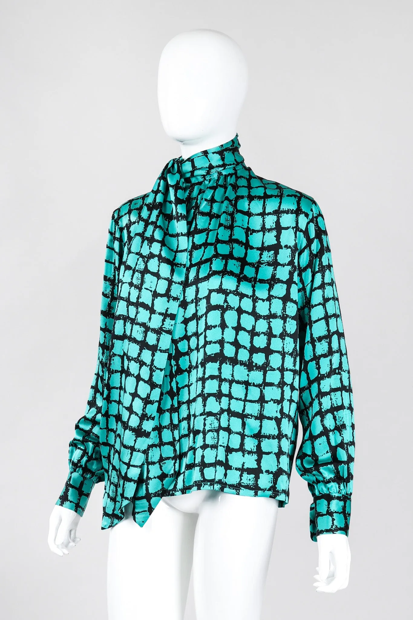 Graphic Silk Bow Blouse & Tie