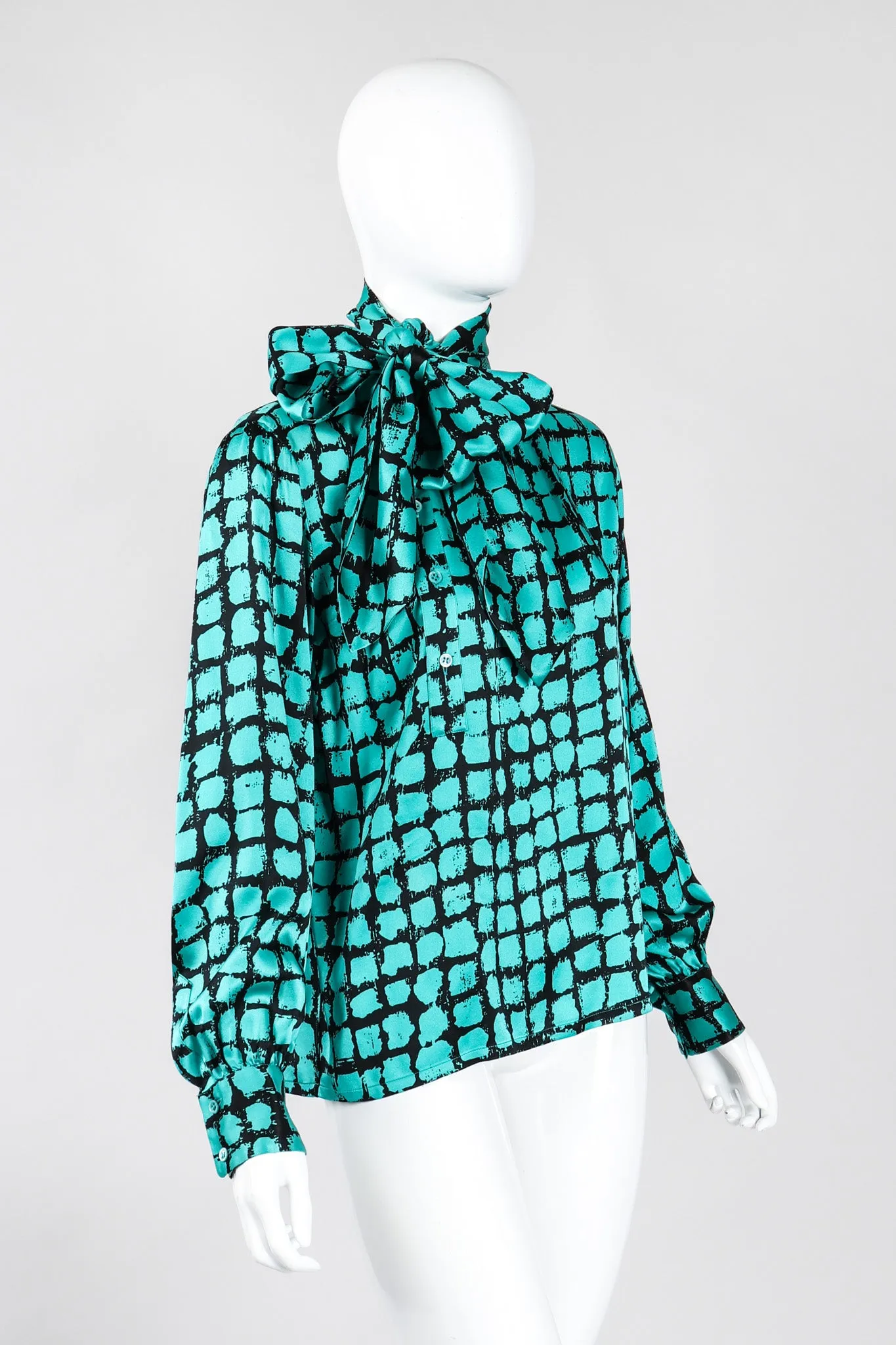 Graphic Silk Bow Blouse & Tie