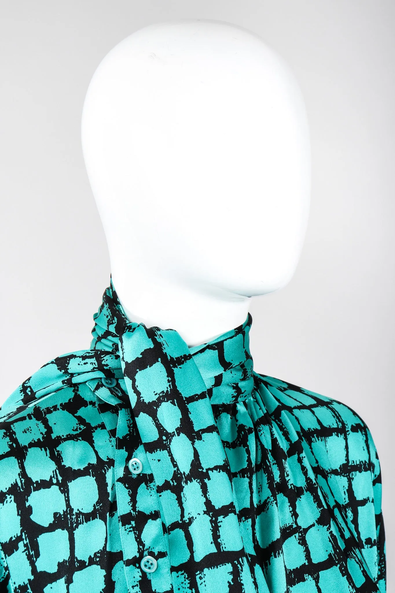 Graphic Silk Bow Blouse & Tie
