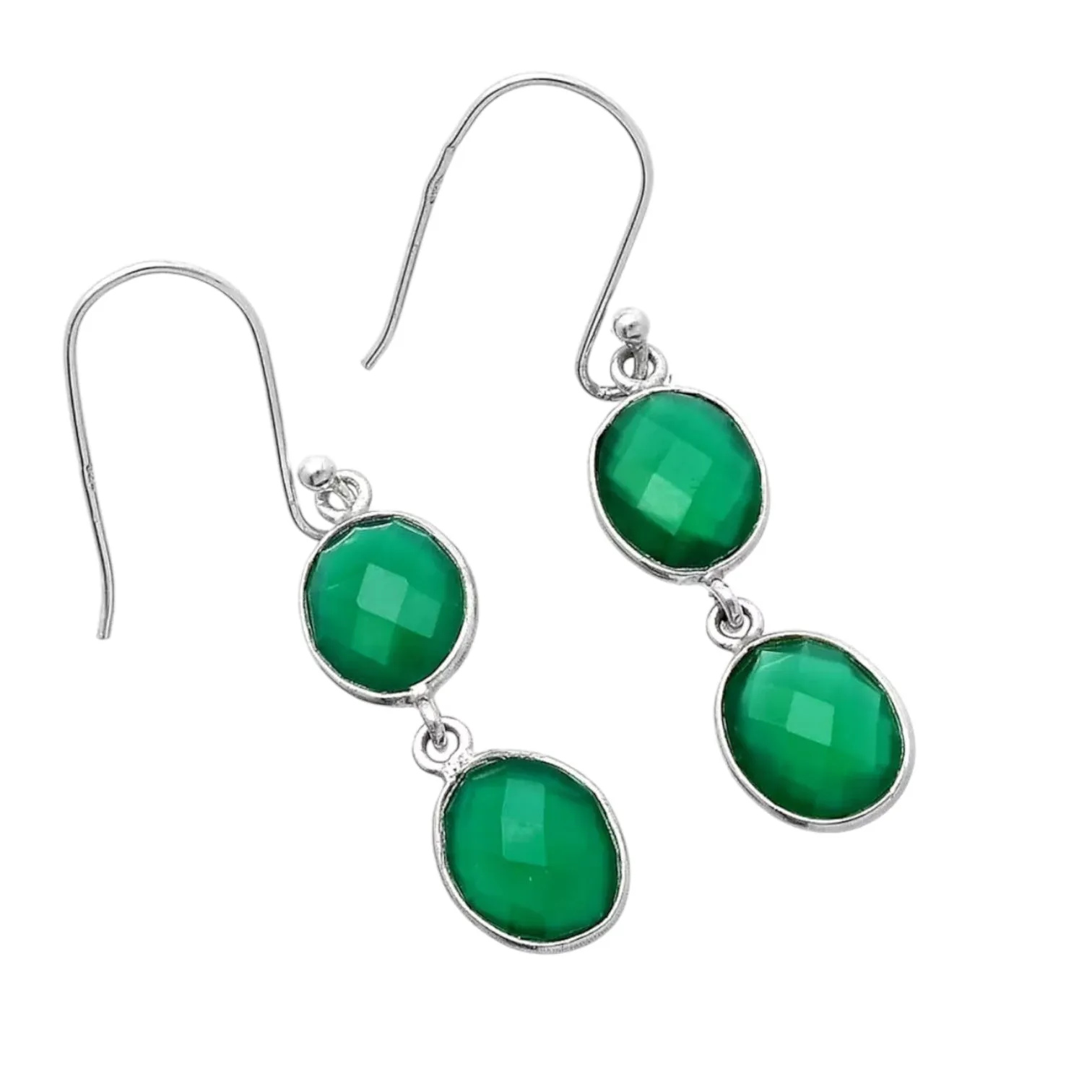 Green Onyx Solid 925 Sterling Silver Earrings
