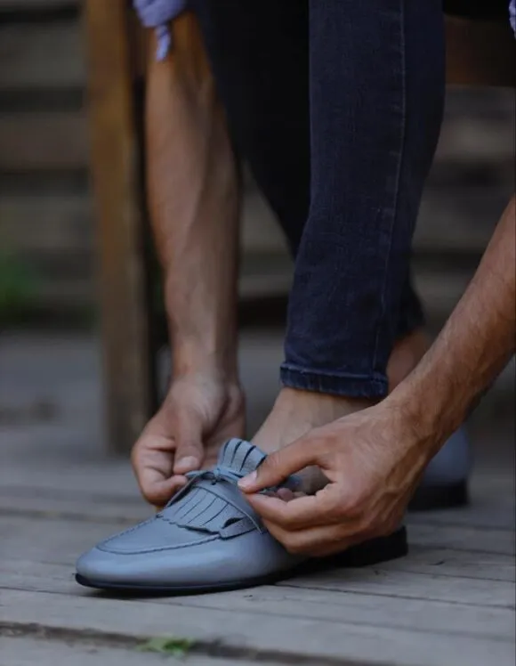 Grey Kiltie Loafers