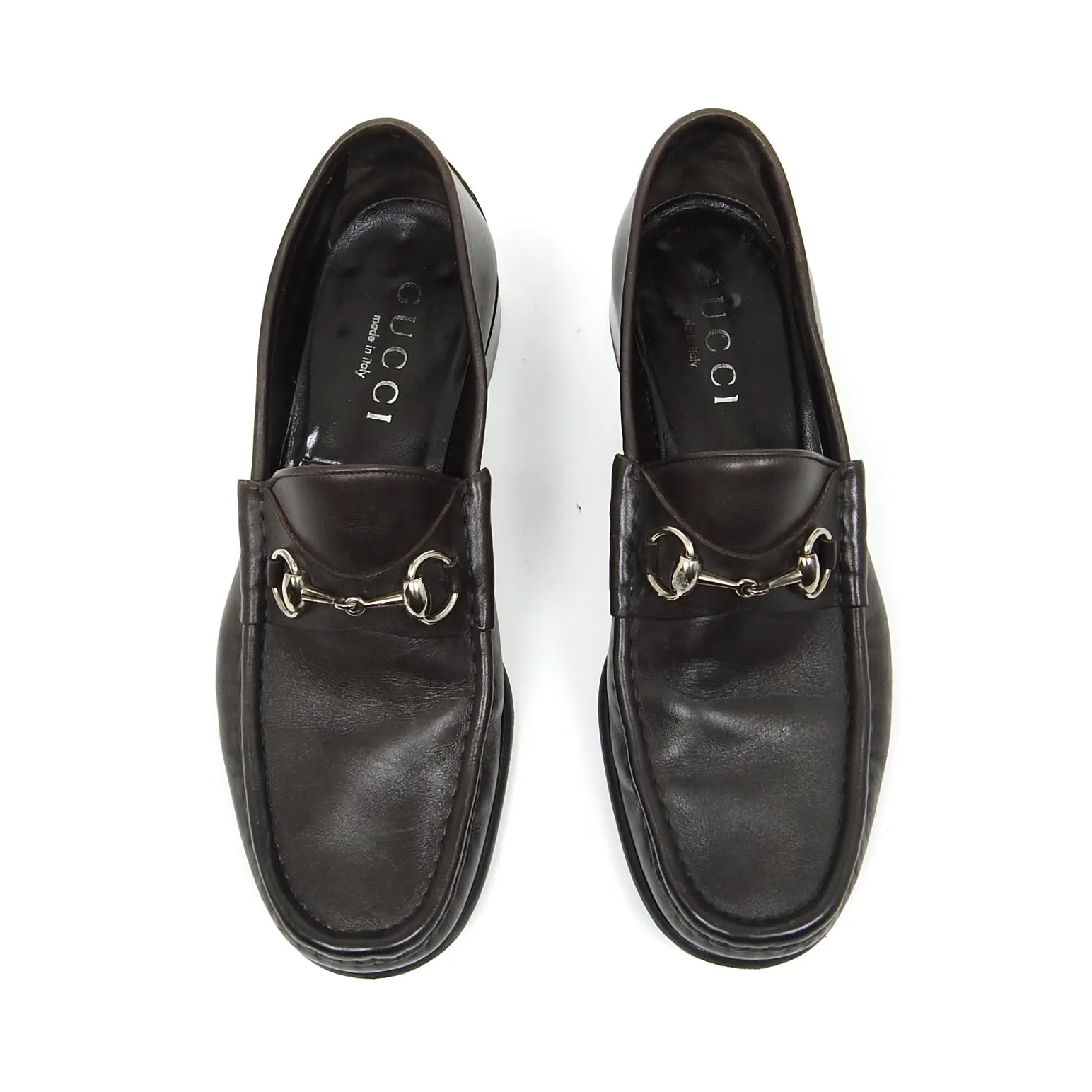 Gucci Brown Leather Horsebit Loafers Size 9