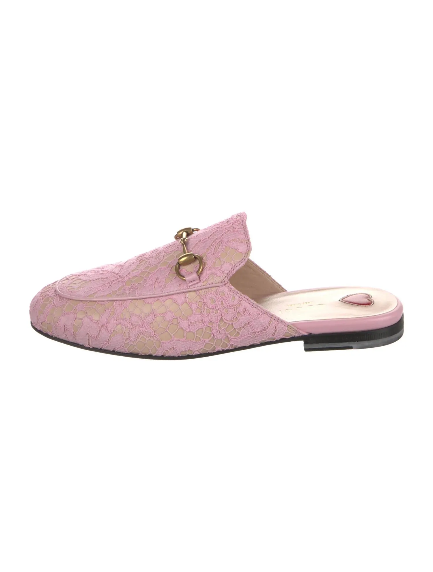 Gucci Princetown Pink Lace Leather Horsebit Mules