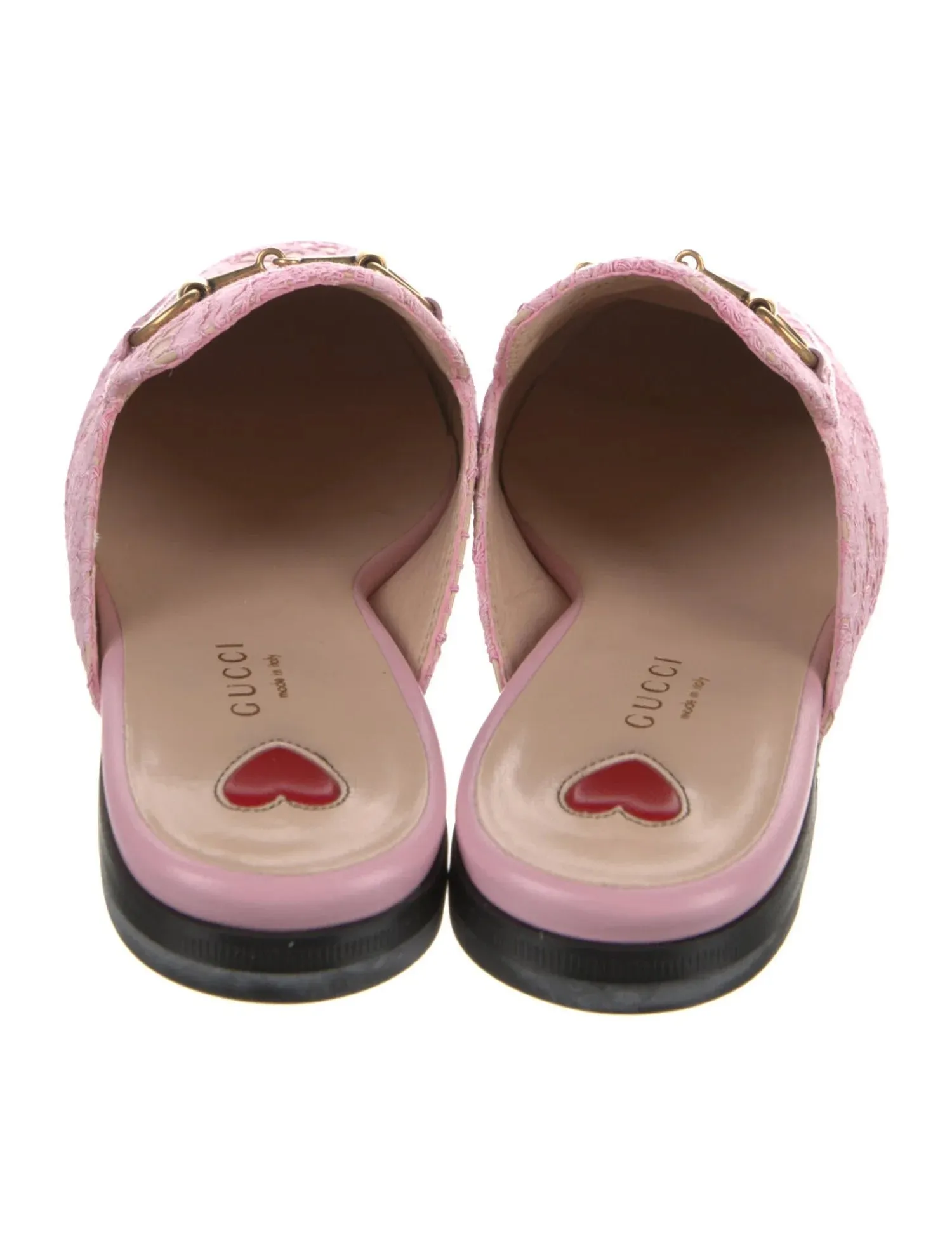 Gucci Princetown Pink Lace Leather Horsebit Mules