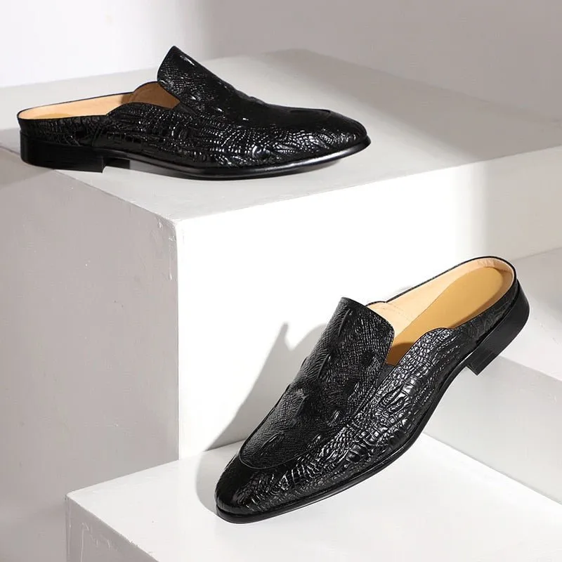 Half Slippers Outside Leather Breathable Men Shoes