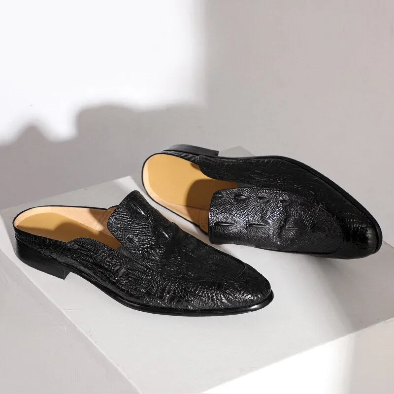 Half Slippers Outside Leather Breathable Men Shoes