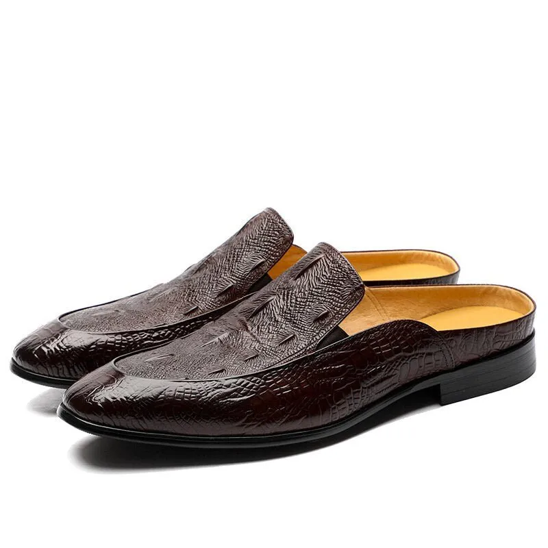Half Slippers Outside Leather Breathable Men Shoes