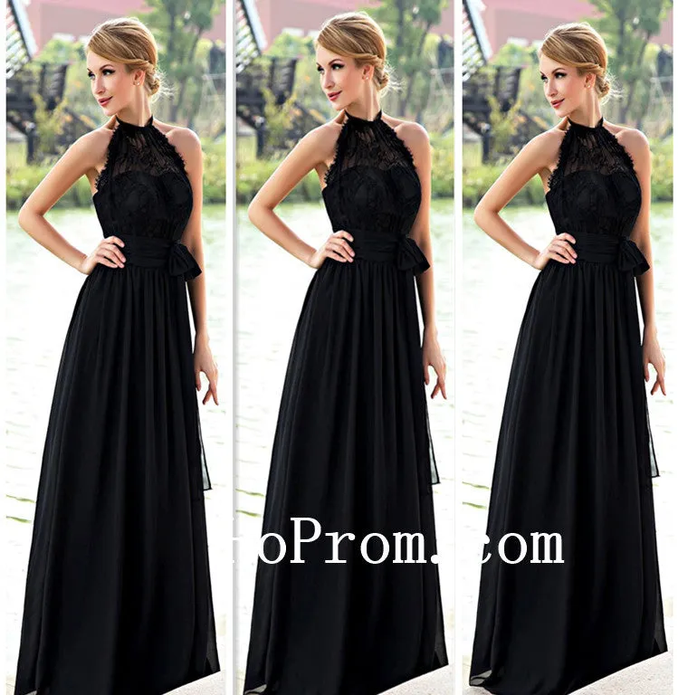 Halter Prom Dresses,Black Prom Dress,Simple Evening Dress