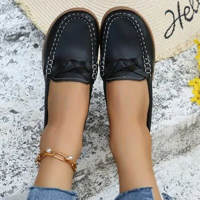 Hazel Blues® |  Weave Wedge Heeled Loafers